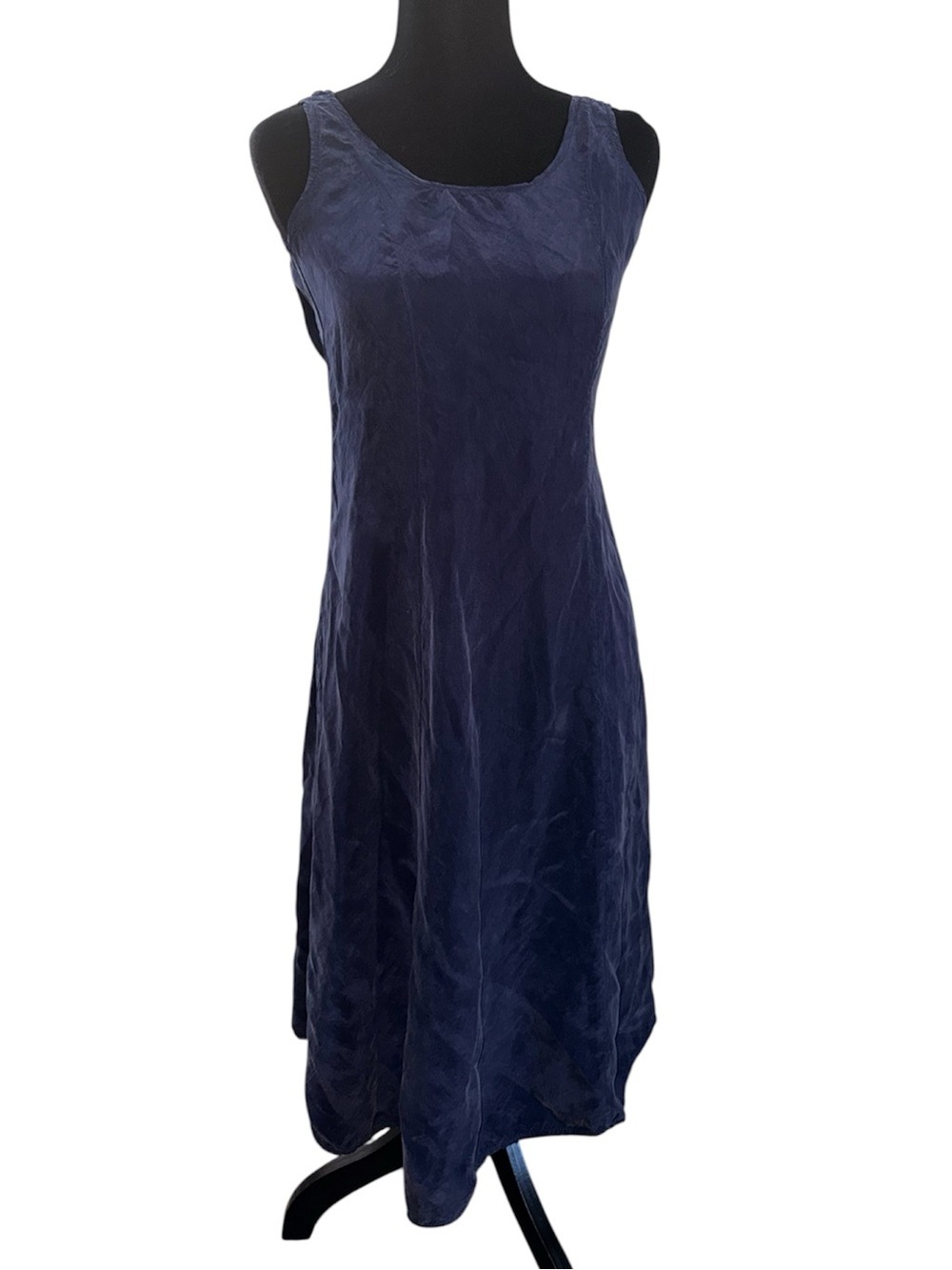 Petite Sophisticate Navy Blue Sleeveless Midi Dress